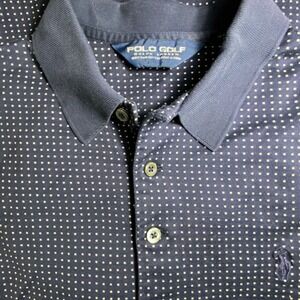 Polo Golf Ralph Lauren Mens Navy Blue Pima Cotton Micro Dot Polo Shirt Size M